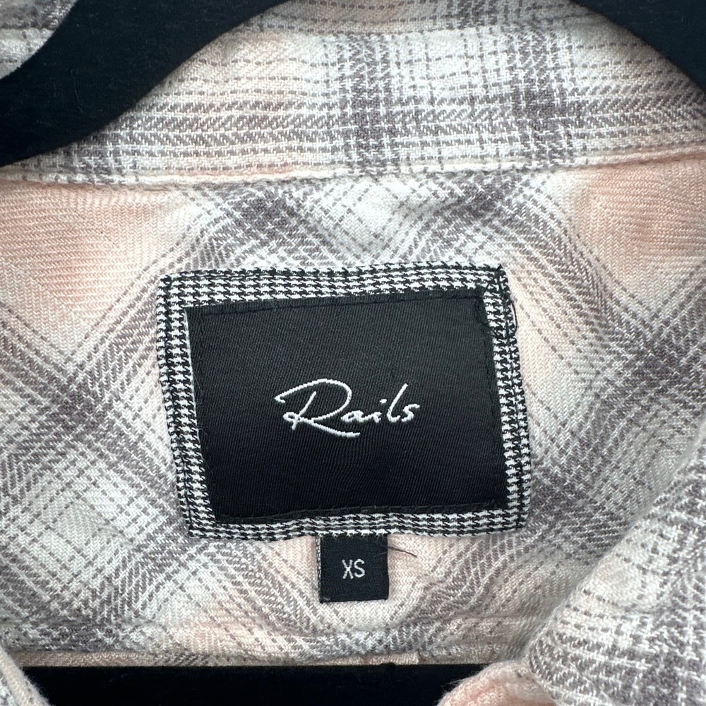 Rails Soft Button Front Long Sleeve Top Pink/Gray… - image 2